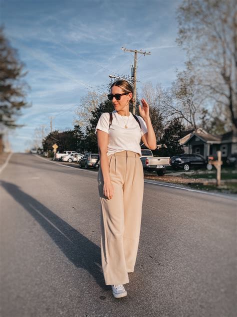 tan trousers outfit|tan trousers wide leg.